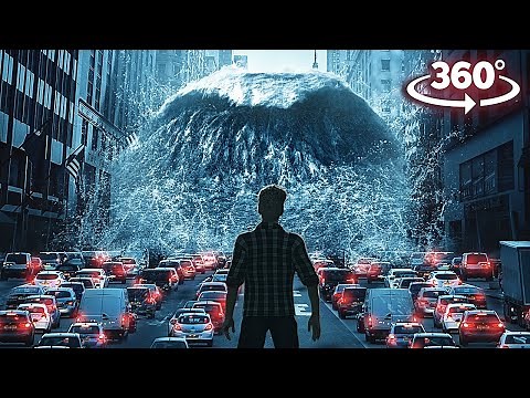 VR 360 INCREDIBLE STORM AND REAL TSUNAMI IN THE CITY - How will you survive in a sinking city