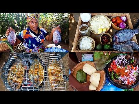 Village Style Grilled Tilapia & Banku Real Ghana Street Food Cooking