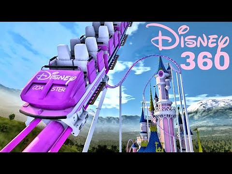 🟨 Disney Castle Roller Coaster 360 VR POV immersive virtual Reality 4K 3D ride