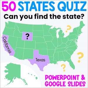 50 States Map Quiz - Find the State on US Map - Interactive Whole Class Game