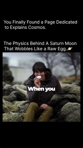 Explains Cosmos | 🪐 Saturn’s moon Mimas wobbles strangely, much like a raw egg spinning on a table. This happens because of gravitational forces and an... | Instagram
