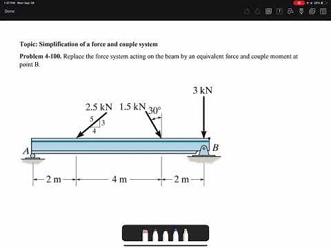 Statics: Problem 4-100: Simplification of a force and couple moment system example