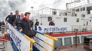 Princess Royal tours Rosyth Dockyard and names new medical ship